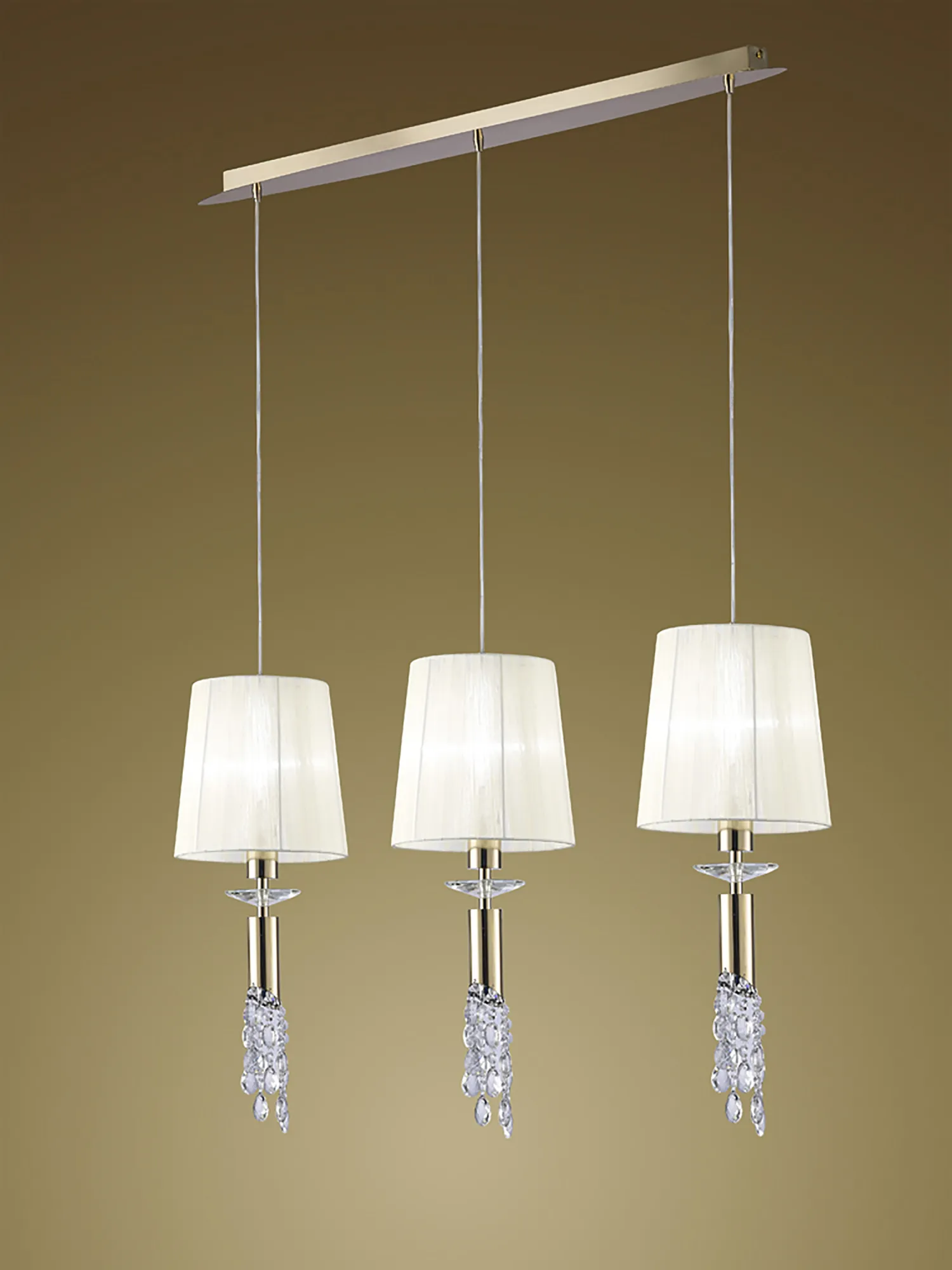 Tiffany French Gold-White Crystal Ceiling Lights Mantra Linear Crystal Fittings